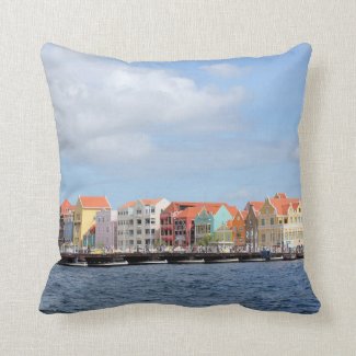 Colorful Houses of Willemstad, Curacao Throw Pillow