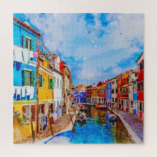 Colorful houses on Burano Venice Italy Jigsaw Puzzle