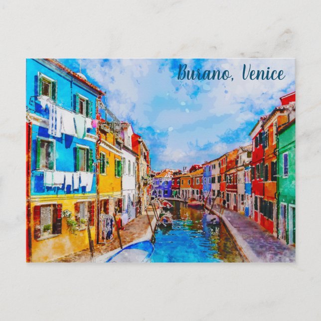 Colorful houses on Burano, Venice, Italy. Postcard (Front)