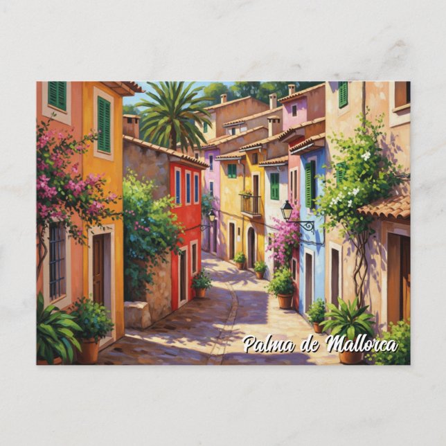 Colorful Houses Palma de Mallorca Spain Travel Postcard (Front)