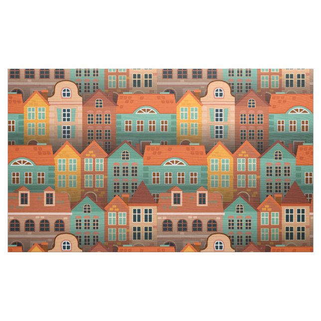 Colorful houses pattern fabric (Yard)