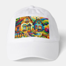Colorful Houses Truckers Hat 