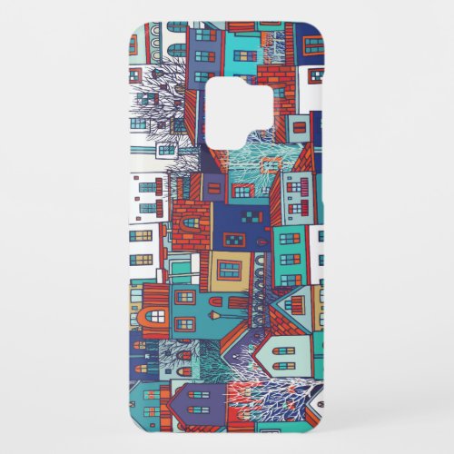 Colorful houses vintage seamless pattern Case_Mate samsung galaxy s9 case