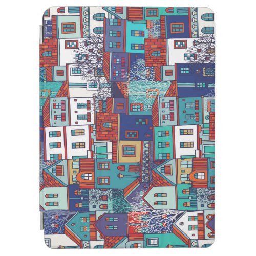 Colorful houses vintage seamless pattern iPad air cover