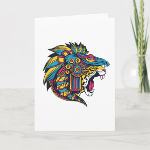 Colorful Huichol Jaguar Card