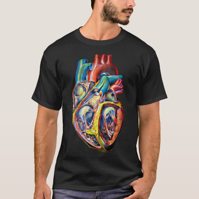 colorful human heart anatomy abstract art T-Shirt (Front)