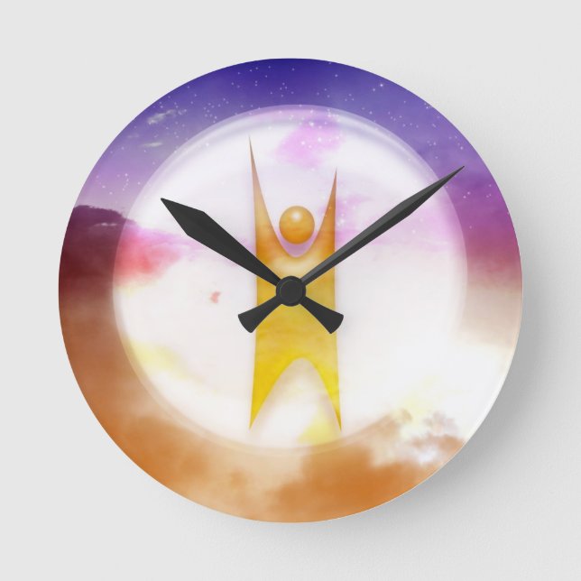 Colorful Humanism Symbol Round Clock (Front)