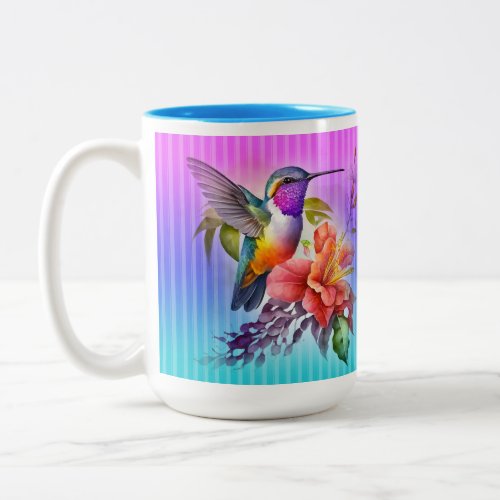 Colorful Humming Bird  Two_Tone Coffee Mug