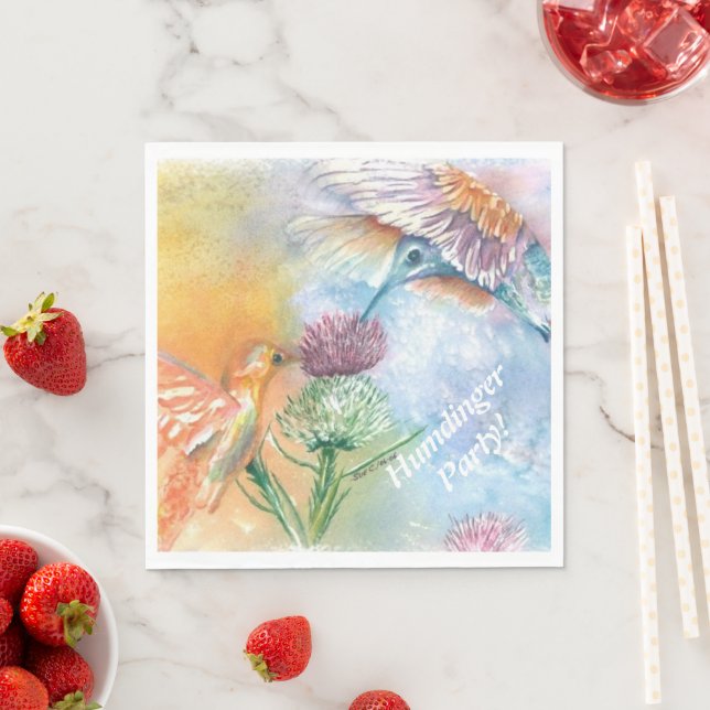 COLORFUL HUMMING BIRDS PARTY NAPKINS (Insitu)