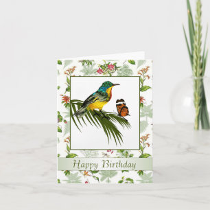 Colorful Hummingbird and butterfly Birthday Card