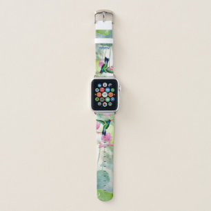 Colorful Hummingbird and Flowers Apple Watch Band