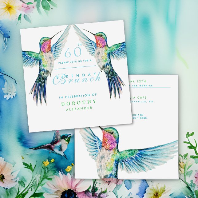 Colorful Hummingbird ANY Birthday Brunch Invitation (Creator Uploaded)