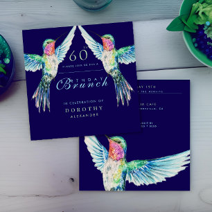 Colorful Hummingbird ANY Birthday Brunch Invitation