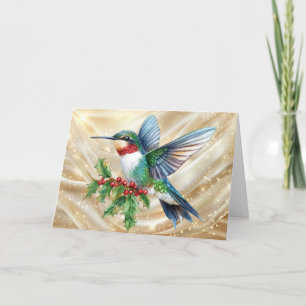 Colorful Hummingbird Christmas Holiday Card