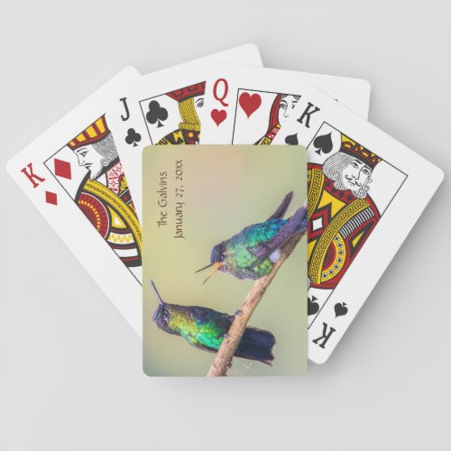 Colorful Hummingbird Couple Personalized Playing Cards