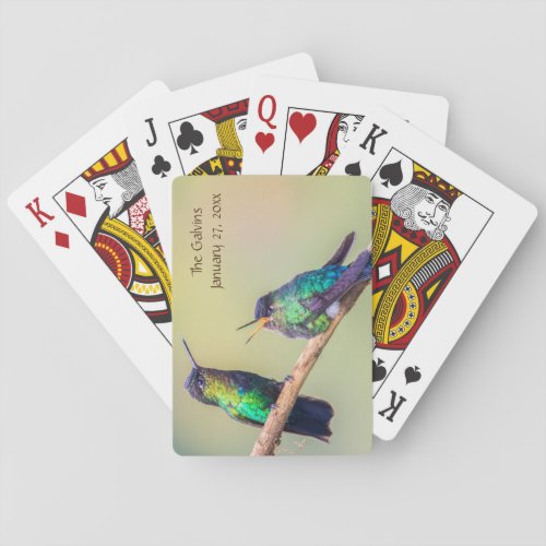 Colorful Hummingbird Couple Personalized Poker Cards