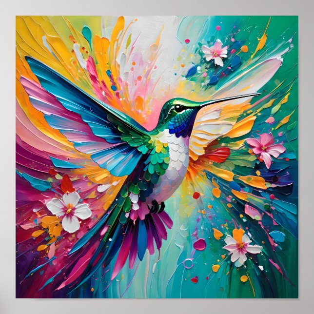 Colorful Hummingbird Explosion  Poster (Front)
