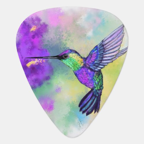 Colorful Hummingbird Flying _ Migned Painting Art  Guitar Pick