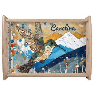Colorful Hummingbird Kitchen Serving Tray