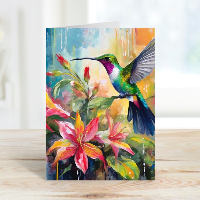 Colorful Hummingbird Modern Art Card (Creator Uploaded)