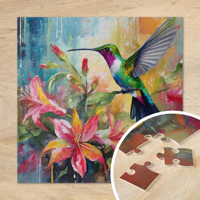 Colorful Hummingbird Modern Art Jigsaw Puzzle (Creator Uploaded)