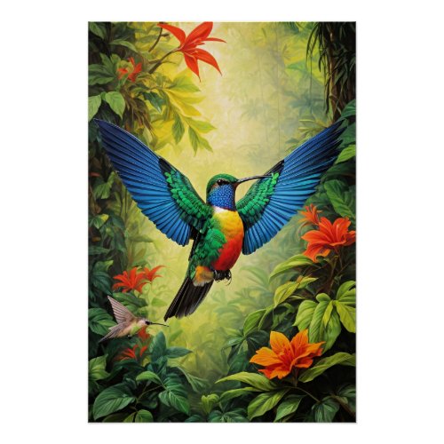 Colorful Hummingbird Poster