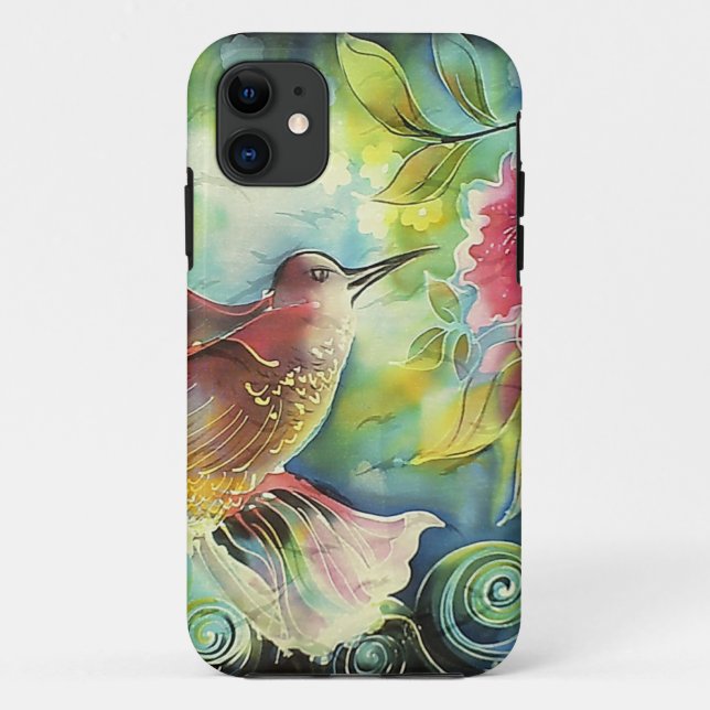 Colorful Hummingbird Silk Art Painting Case-Mate iPhone Case (Back)