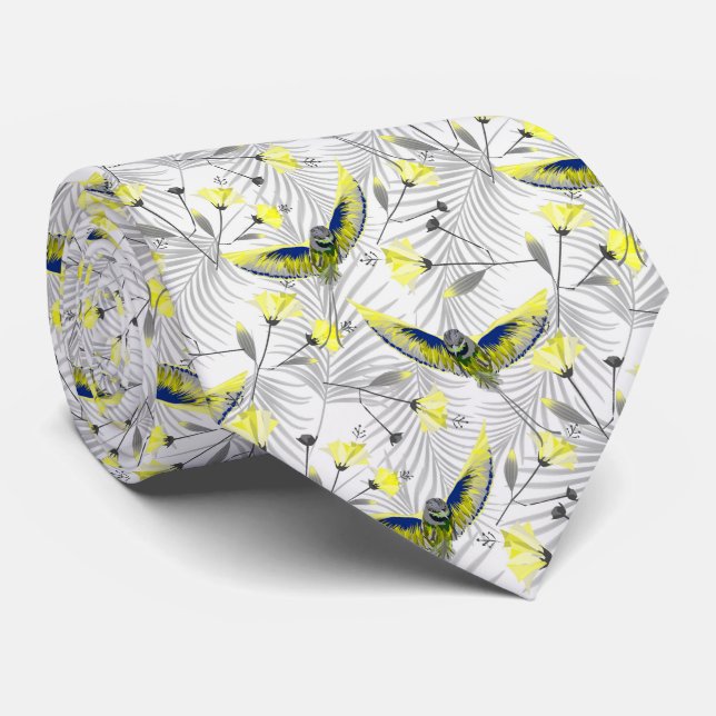 Colorful Hummingbird stylish Neck Tie (Rolled)
