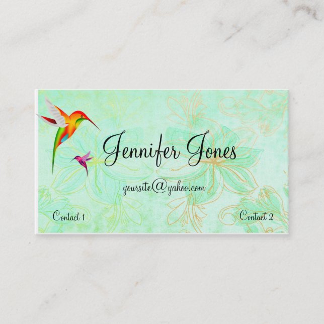 Colorful Hummingbirds Business Card (Front)