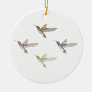 Colorful Hummingbirds Ceramic Ornament