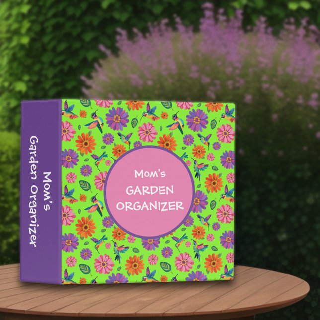 Colorful Hummingbirds Flowers Pattern Gardening 3 Ring Binder (Creator Uploaded)