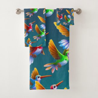 Colorful Hummingbirds in Flight