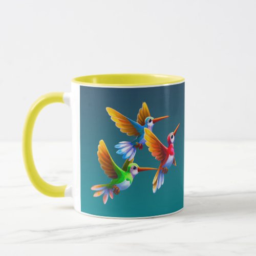 Colorful Hummingbirds in Flight Mug
