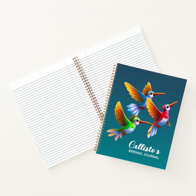 Colorful Hummingbirds in Flight Notebook (Inside)