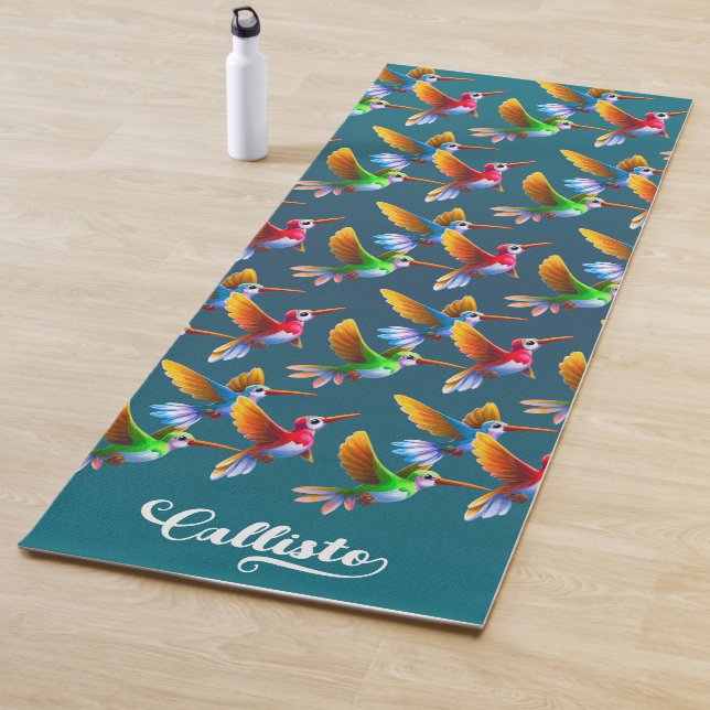 Colorful Hummingbirds in Flight Yoga Mat (In Situ)