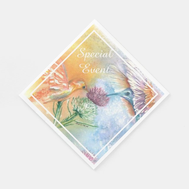 Colorful Hummingbirds Napkins (Corner)