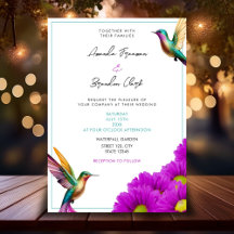 Colorful Hummingbirds Purple Daisies Wedding