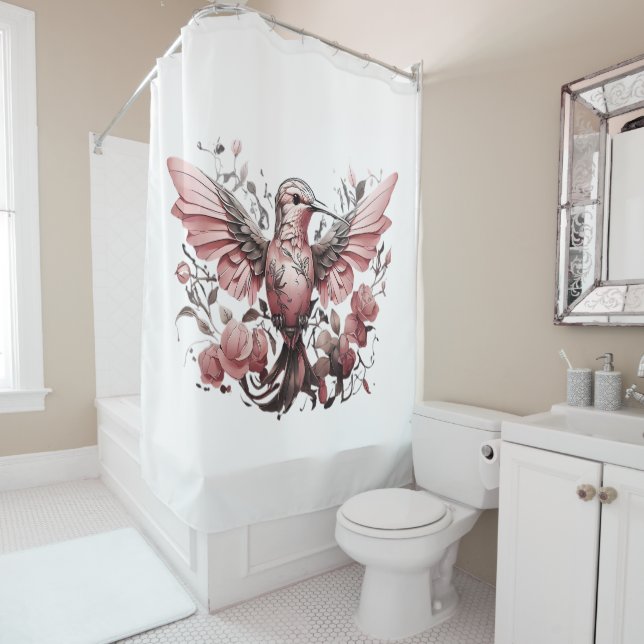Colorful Hummingbirds Shower Curtain Sets (In Situ)