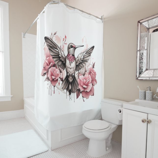 Colorful Hummingbirds Shower Curtain Sets (In Situ)
