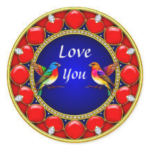 Colorful Hummingbirds Surrounded by Romantic Heart