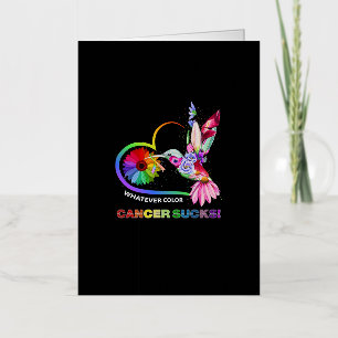 Colorful Hummingbirds What Ever Color Cancer sucks Foil Greeting Card