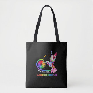 Colorful Hummingbirds What Ever Color Cancer sucks Tote Bag
