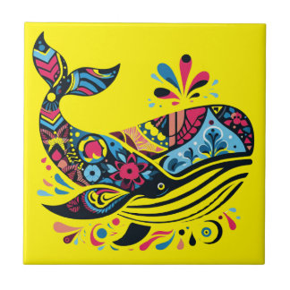 Colorful Humpback Whale  Ceramic Tile