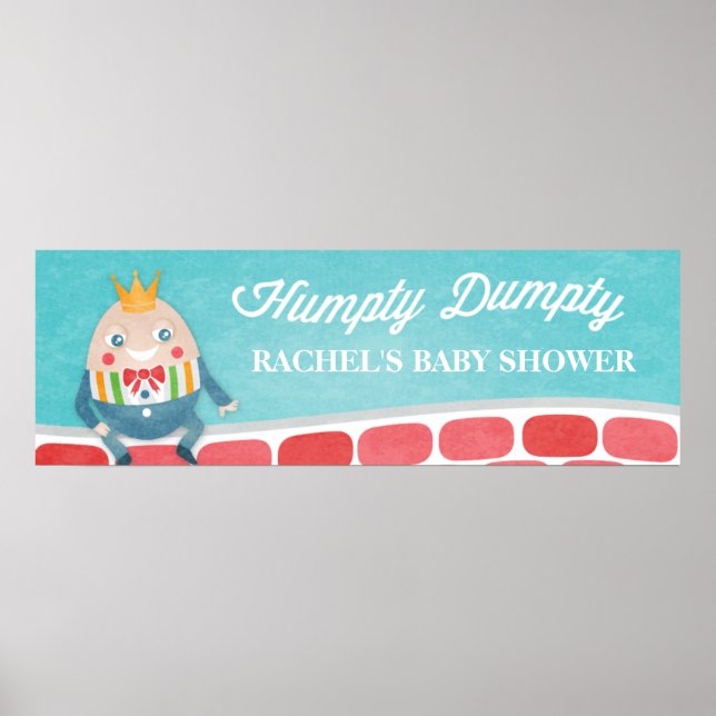 Colorful Humpty Dumpty Baby Shower Party Banner Poster (Front)