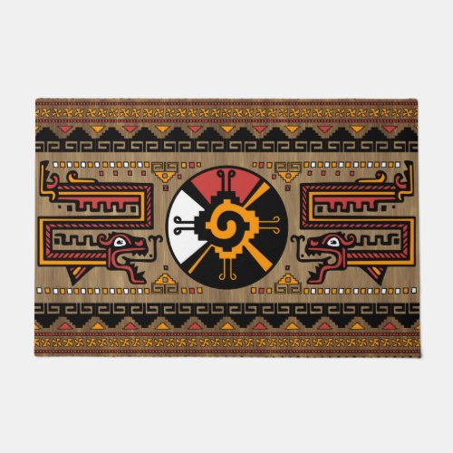 Colorful Hunab Ku Mayan symbol 5 Doormat