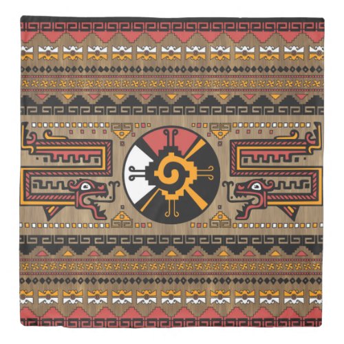 Colorful Hunab Ku Mayan symbol 5 Duvet Cover