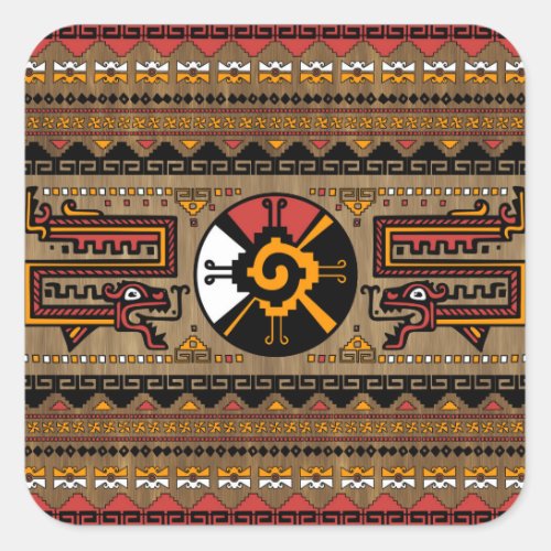 Colorful Hunab Ku Mayan symbol 5 Square Sticker