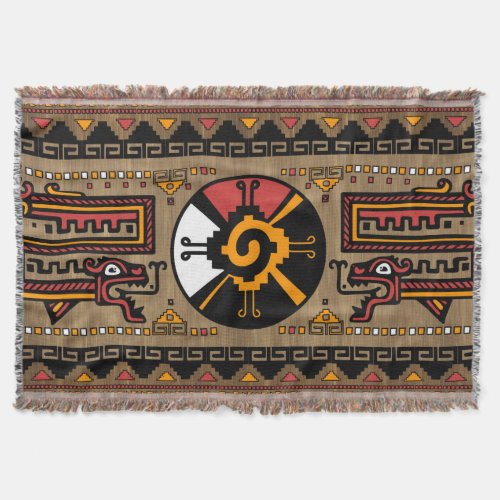 Colorful Hunab Ku Mayan symbol 5 Throw Blanket