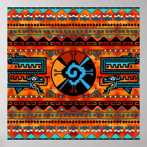 Colorful Hunab Ku Mayan symbol 6 Poster