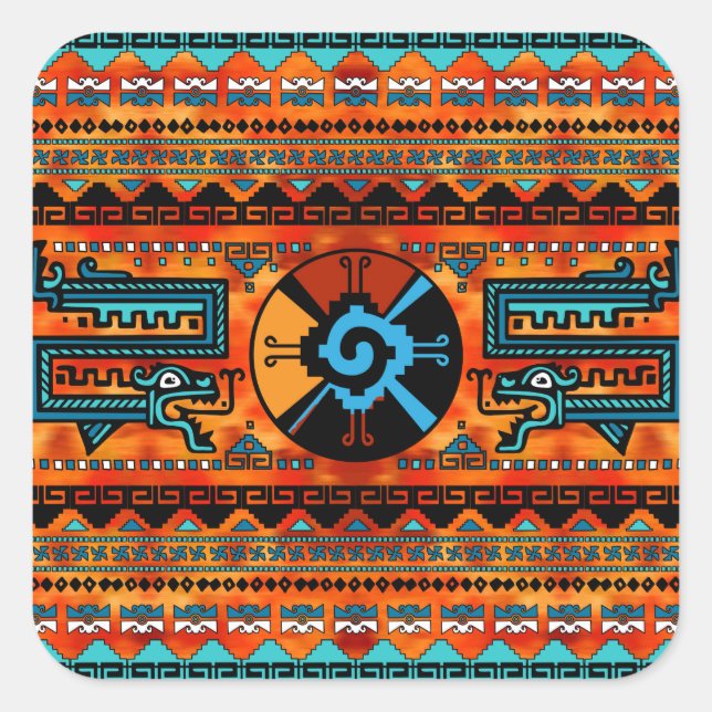 Colorful Hunab Ku Mayan symbol #6 Square Sticker (Front)